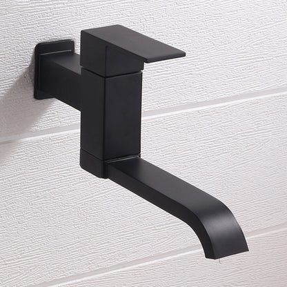 Skorter | Contemporary Wall Mounted Bathroom Faucet Lever Handles Low Arc Swivel Brass Tap