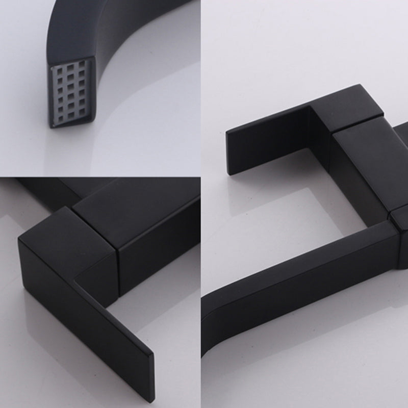 Skorter | Contemporary Wall Mounted Bathroom Faucet Lever Handles Low Arc Swivel Brass Tap