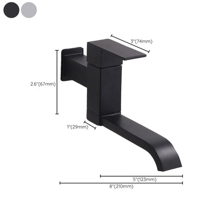 Skorter | Contemporary Wall Mounted Bathroom Faucet Lever Handles Low Arc Swivel Brass Tap