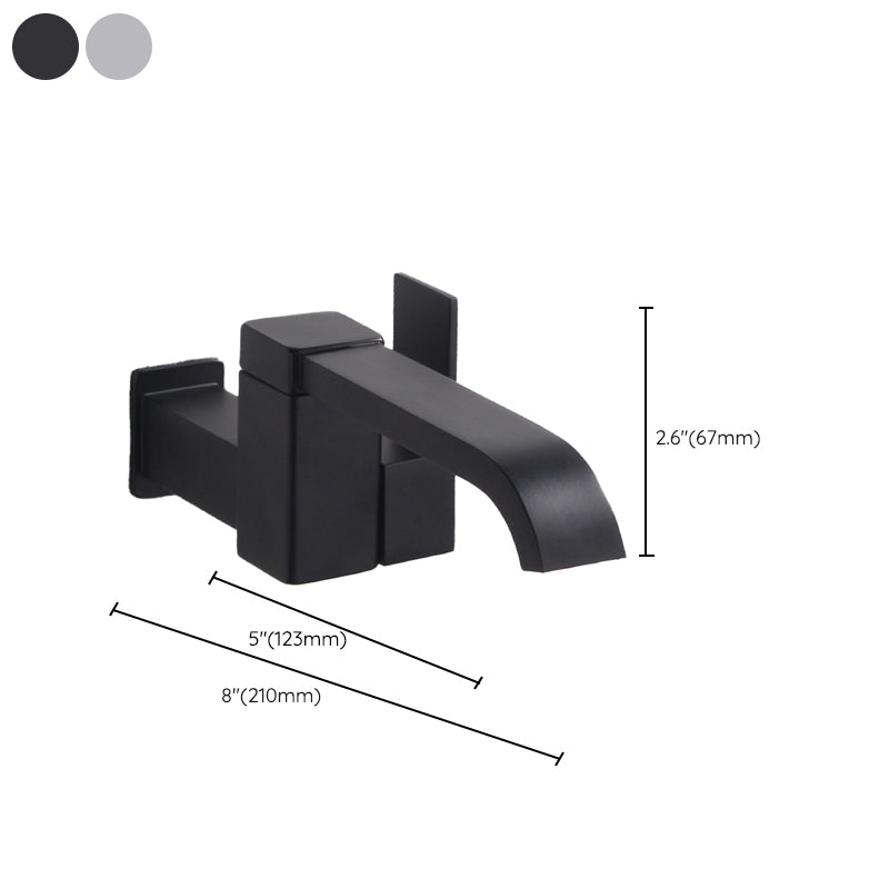 Skorter | Contemporary Wall Mounted Bathroom Faucet Lever Handles Low Arc Swivel Brass Tap