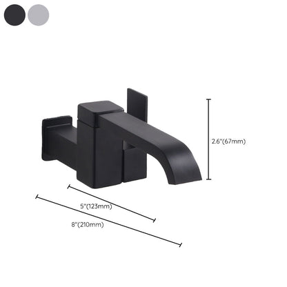 Skorter | Contemporary Wall Mounted Bathroom Faucet Lever Handles Low Arc Swivel Brass Tap