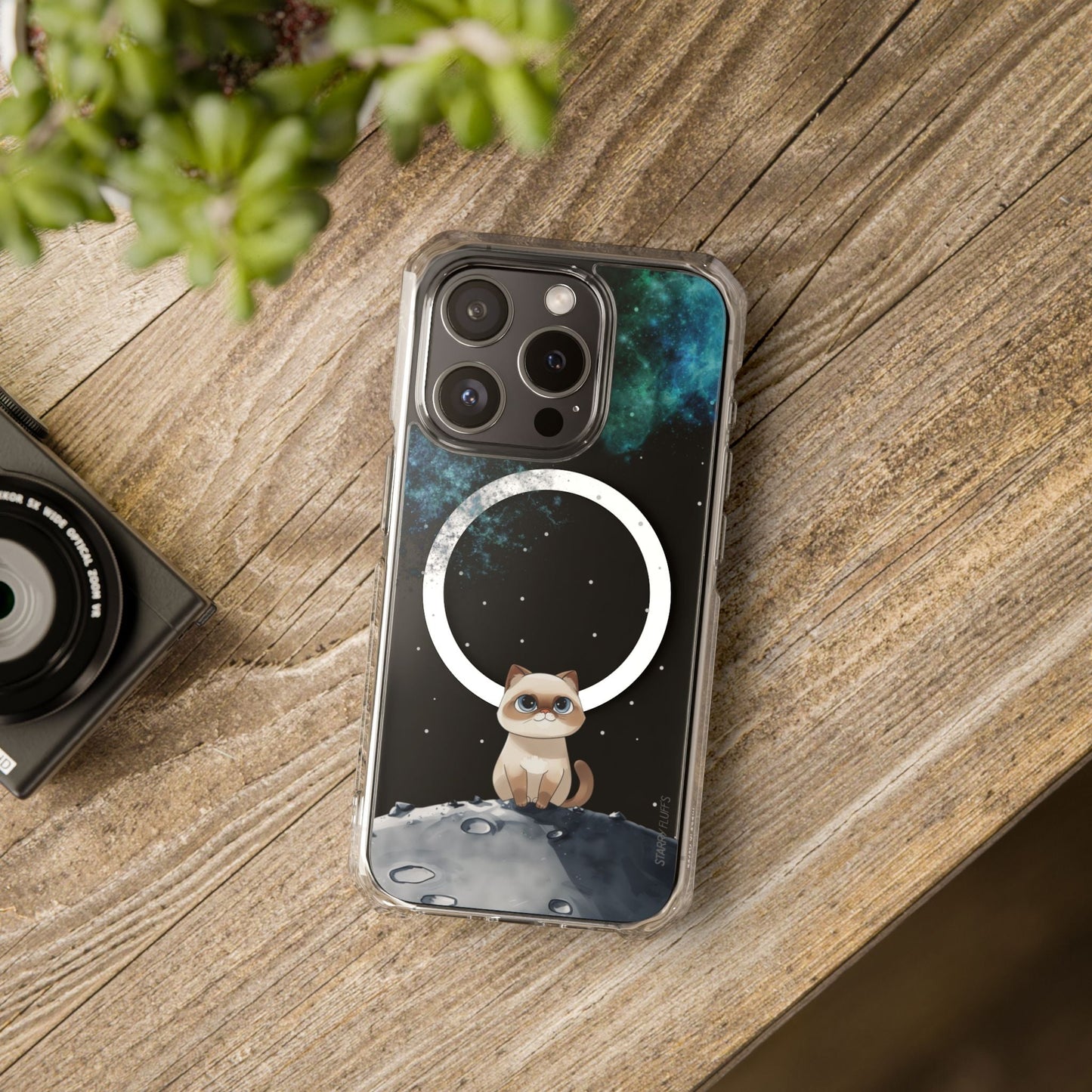 Skorter | Fluff's - Nebula the Siamese in Space Magnetic Clear Case for iPhone Series
