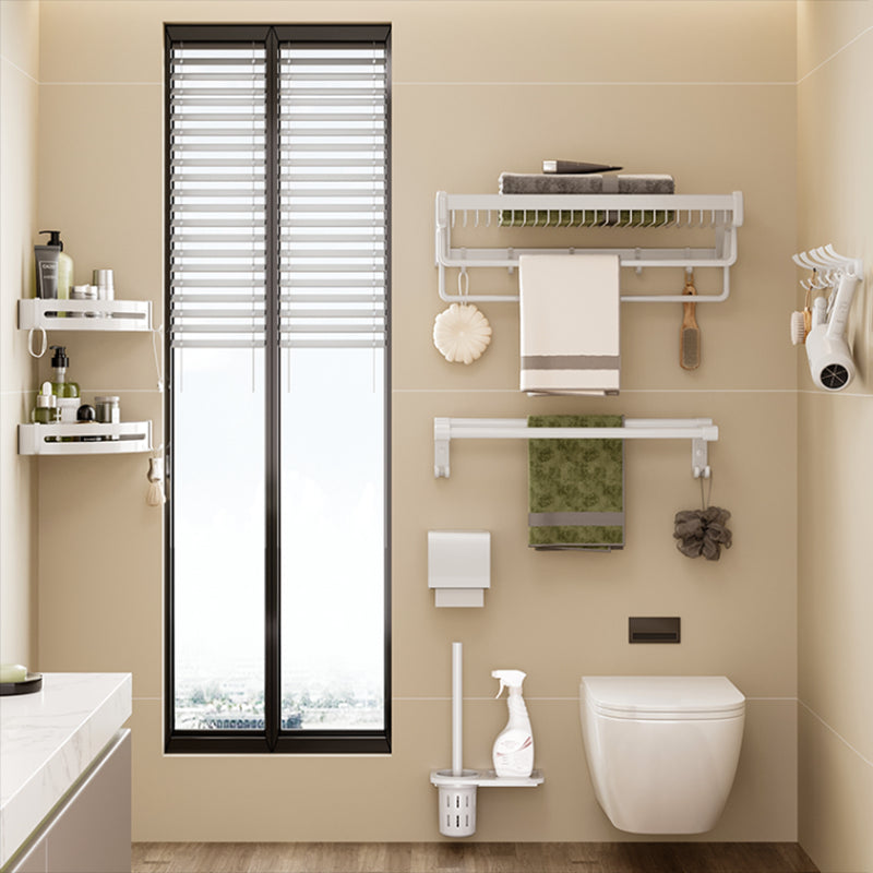 Skorter | Contemporary bathroom accessory set made of matte stainless steel-aluminum with bathrobe hook/bath shelf