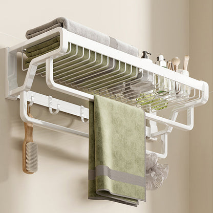 Skorter | Contemporary bathroom accessory set made of matte stainless steel-aluminum with bathrobe hook/bath shelf