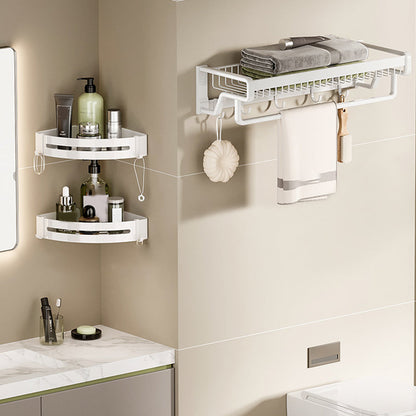 Skorter | Contemporary bathroom accessory set made of matte stainless steel-aluminum with bathrobe hook/bath shelf