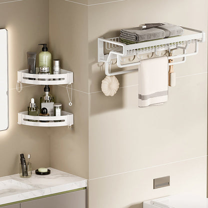 Skorter | Contemporary bathroom accessory set made of matte stainless steel-aluminum with bathrobe hook/bath shelf