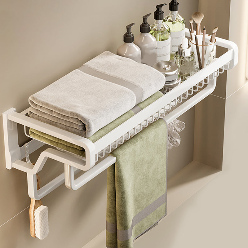 Skorter | Contemporary bathroom accessory set made of matte stainless steel-aluminum with bathrobe hook/bath shelf