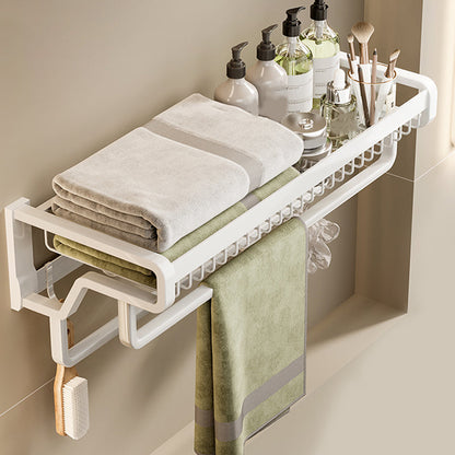 Skorter | Contemporary bathroom accessory set made of matte stainless steel-aluminum with bathrobe hook/bath shelf
