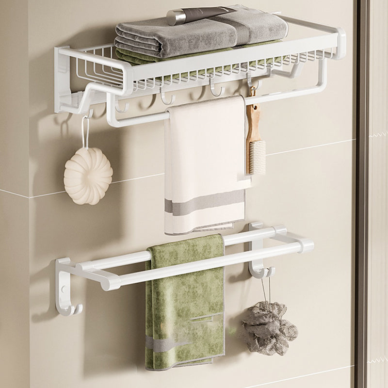 Skorter | Contemporary bathroom accessory set made of matte stainless steel-aluminum with bathrobe hooks/bath shelf