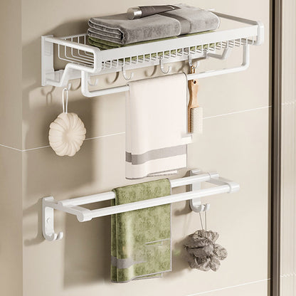 Skorter | Contemporary bathroom accessory set made of matte stainless steel-aluminum with bathrobe hook/bath shelf