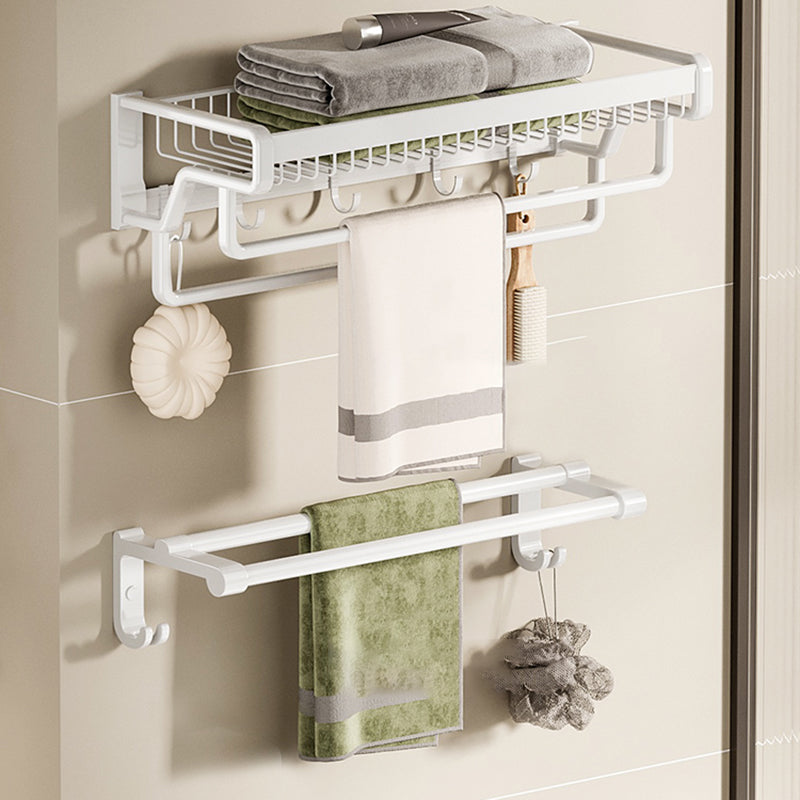 Skorter | Contemporary bathroom accessory set made of matte stainless steel-aluminum with bathrobe hook/bath shelf