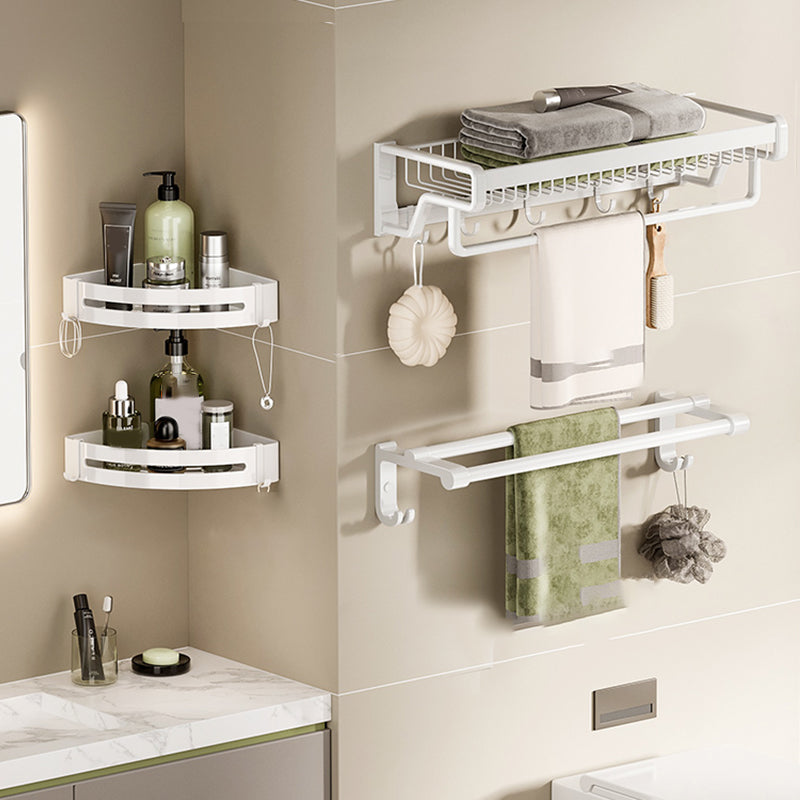 Skorter | Contemporary bathroom accessory set made of matte stainless steel-aluminum with bathrobe hook/bath shelf