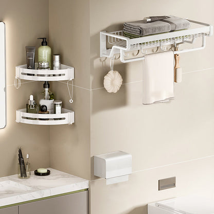 Skorter | Contemporary bathroom accessory set made of matte stainless steel-aluminum with bathrobe hook/bath shelf