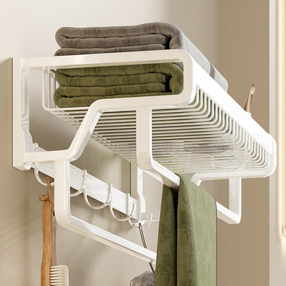 Skorter | Contemporary bathroom accessory set made of matte stainless steel-aluminum with bathrobe hook/bath shelf