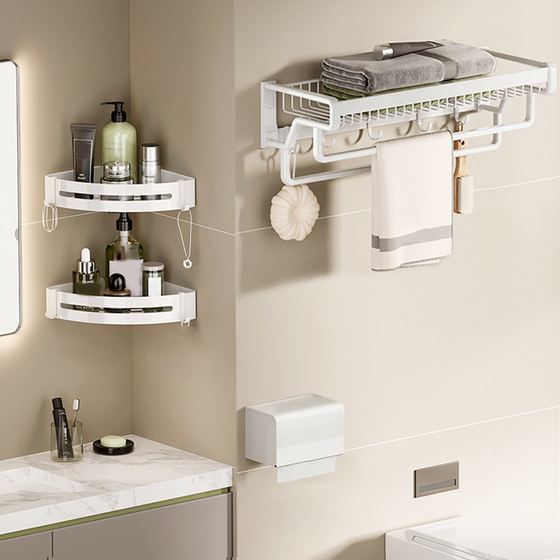 Skorter | Contemporary bathroom accessory set made of matte stainless steel-aluminum with bathrobe hook/bath shelf