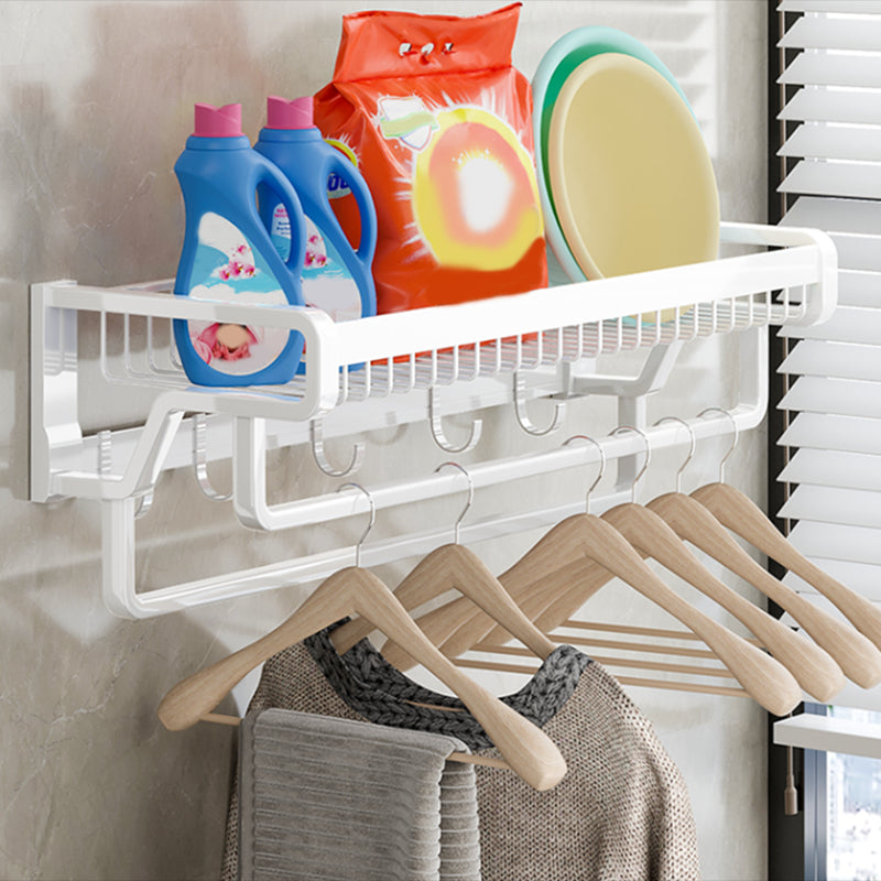 Skorter | Contemporary bathroom accessory set made of matte stainless steel-aluminum with bathrobe hooks/bath shelf