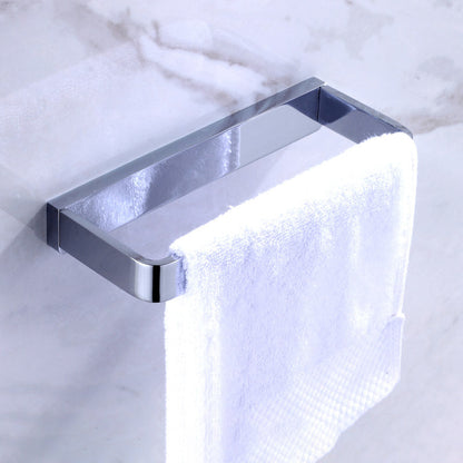 Skorter | Chrome brass modern bathroom accessory set with towel bar/ ring/ paper holder & bathrobe hook