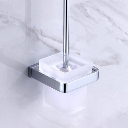 Skorter | Chrome brass modern bathroom accessory set with towel bar/ ring/ paper holder & bathrobe hook