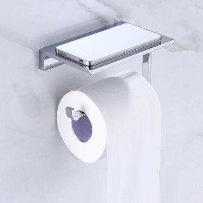 Skorter | Chrome brass modern bathroom accessory set with towel bar/ ring/ paper holder & bathrobe hook