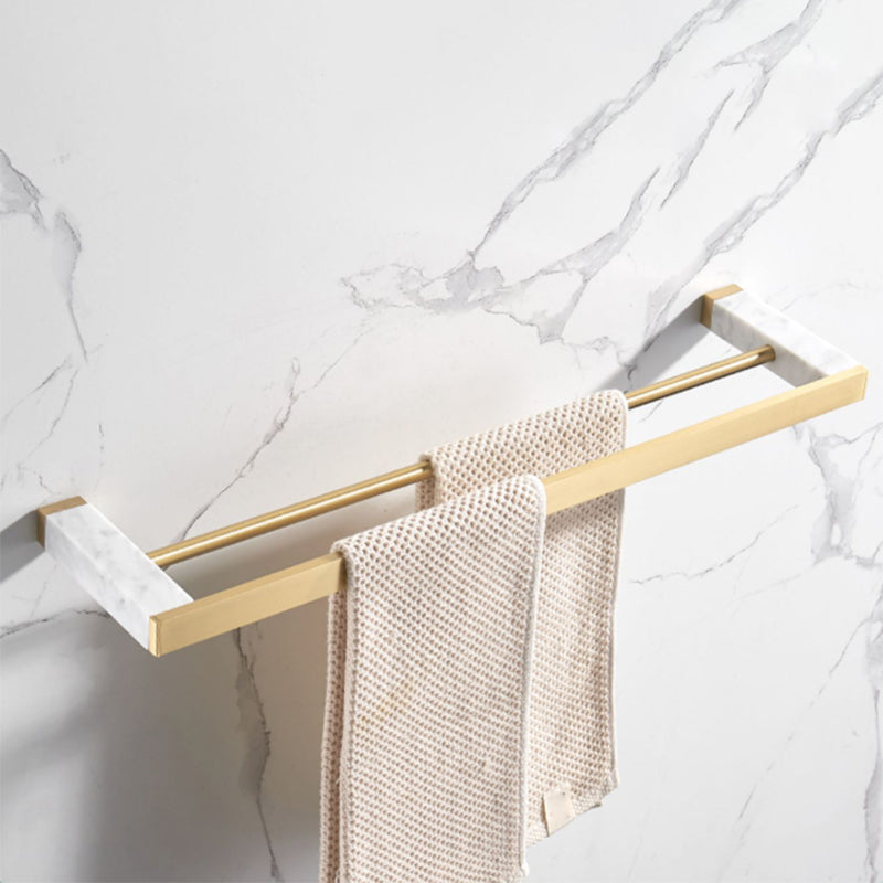 Skorter | Brushed Brass Bathroom Accessory Set Metal & Marble Bathroom Hardware Set with Bathtub Shelf