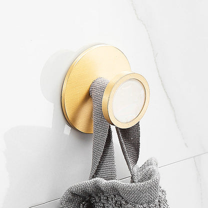 Skorter | Brushed Brass Bathroom Accessory Set Metal & Marble Bathroom Hardware Set with Bath Shelf