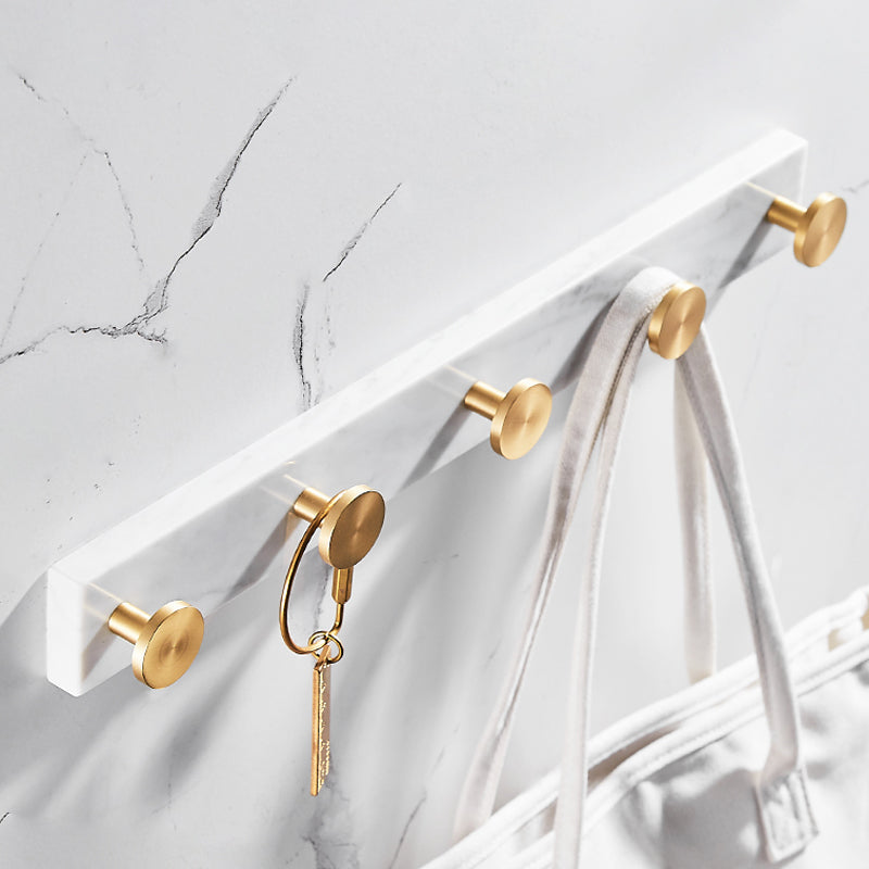 Skorter | Brushed Brass Bathroom Accessory Set Metal & Marble Bathroom Hardware Set with Bathtub Shelf