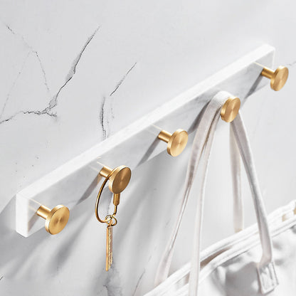 Skorter | Brushed Brass Bathroom Accessory Set Metal & Marble Bathroom Hardware Set with Bathtub Shelf