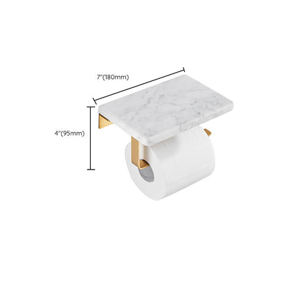 Skorter | Brushed Brass Bathroom Accessory Set Metal & Marble Bathroom Hardware Set with Bathtub Shelf