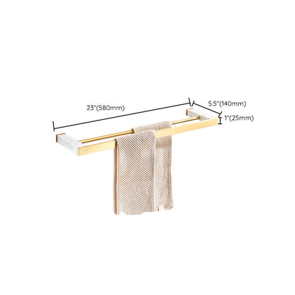 Skorter | Brushed Brass Bathroom Accessory Set Metal & Marble Bathroom Hardware Set with Bath Shelf