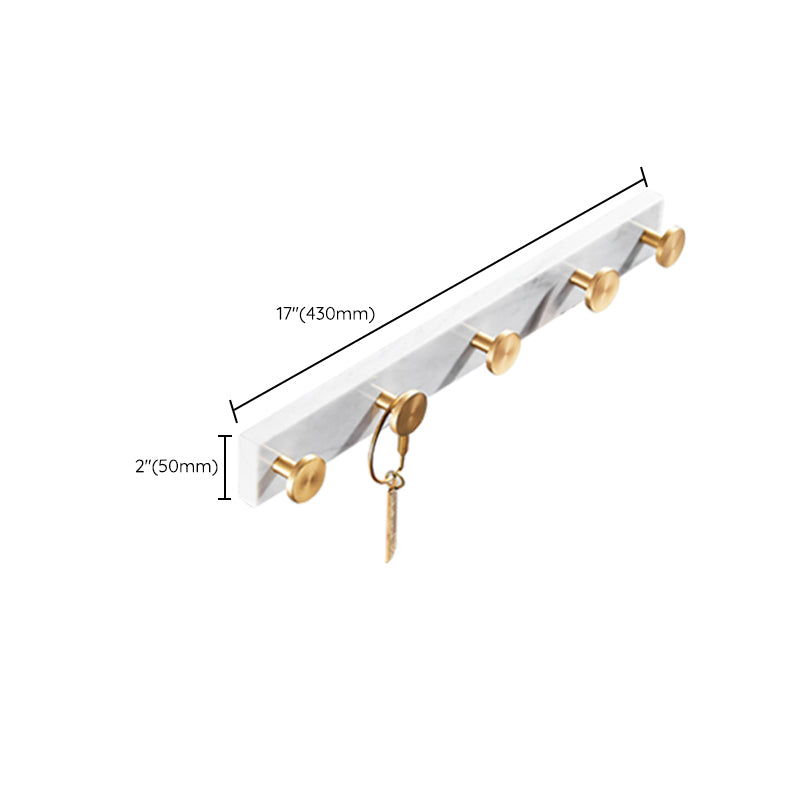 Skorter | Brushed Brass Bathroom Accessory Set Metal & Marble Bathroom Hardware Set with Bath Shelf