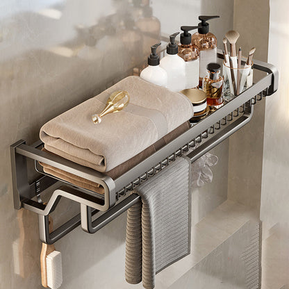 Skorter | Contemporary bathroom accessory set made of matte stainless steel-aluminum with bathrobe hook/towel rail
