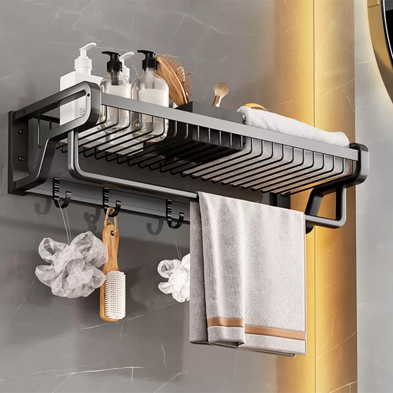 Skorter | Contemporary bathroom accessory set made of matte stainless steel-aluminum with bathrobe hook/towel rail