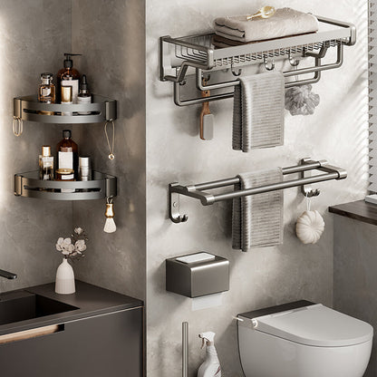 Skorter | Contemporary bathroom accessory set made of matte stainless steel-aluminum with bathrobe hook/towel bar