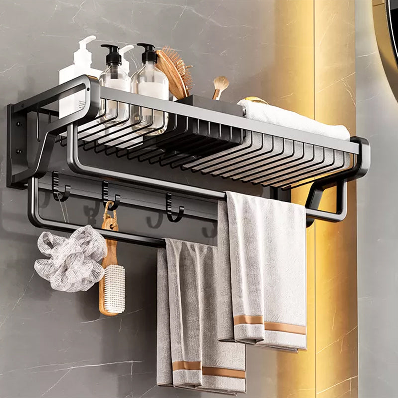 Skorter | Contemporary bathroom accessory set made of matte stainless steel-aluminum with bathrobe hook/towel rail