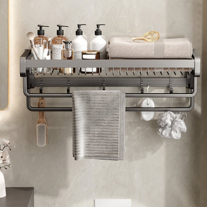Skorter | Contemporary bathroom accessory set made of matte stainless steel-aluminum with bathrobe hook/towel rail