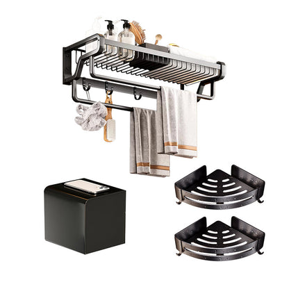 Skorter | Contemporary bathroom accessory set made of matte stainless steel-aluminum with bathrobe hook/towel bar