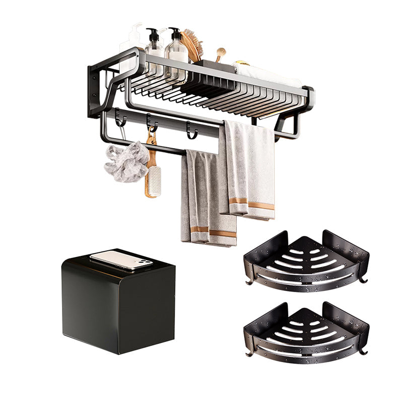 Skorter | Contemporary bathroom accessory set made of matte stainless steel-aluminum with bathrobe hook/towel rail