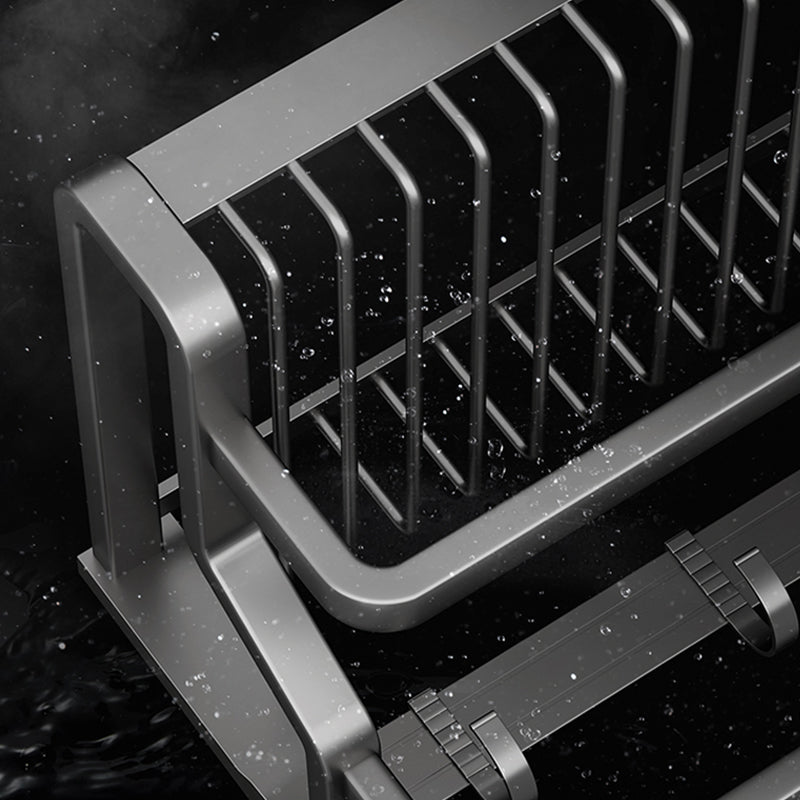 Skorter | Contemporary bathroom accessory set made of matte stainless steel-aluminum with bathrobe hook/towel rail