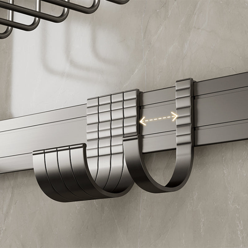 Skorter | Contemporary bathroom accessory set made of matte stainless steel-aluminum with bathrobe hook/towel rail