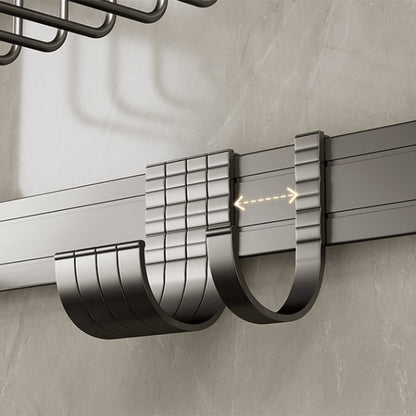 Skorter | Contemporary bathroom accessory set made of matte stainless steel-aluminum with bathrobe hook/towel rail