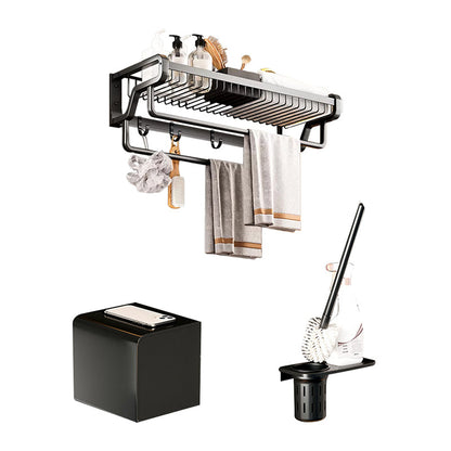 Skorter | Contemporary bathroom accessory set made of matte stainless steel-aluminum with bathrobe hook/towel bar