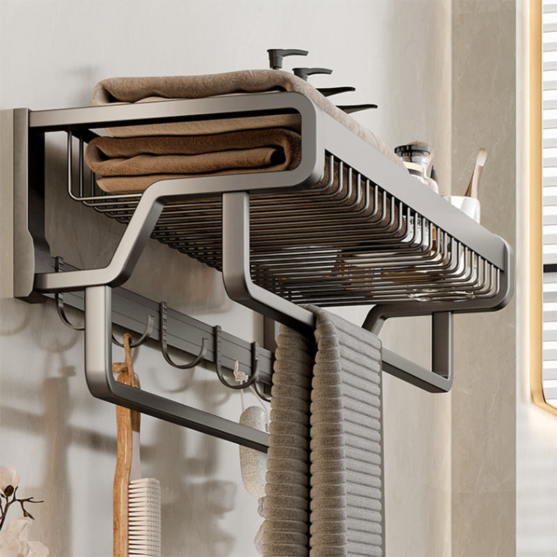 Skorter | Contemporary bathroom accessory set made of matte stainless steel-aluminum with bathrobe hook/towel rail