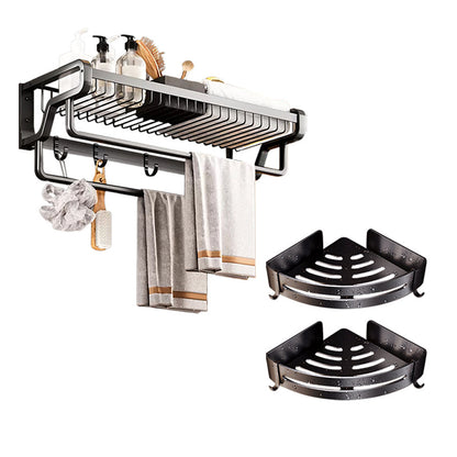 Skorter | Contemporary bathroom accessory set made of matte stainless steel-aluminum with bathrobe hook/towel rail