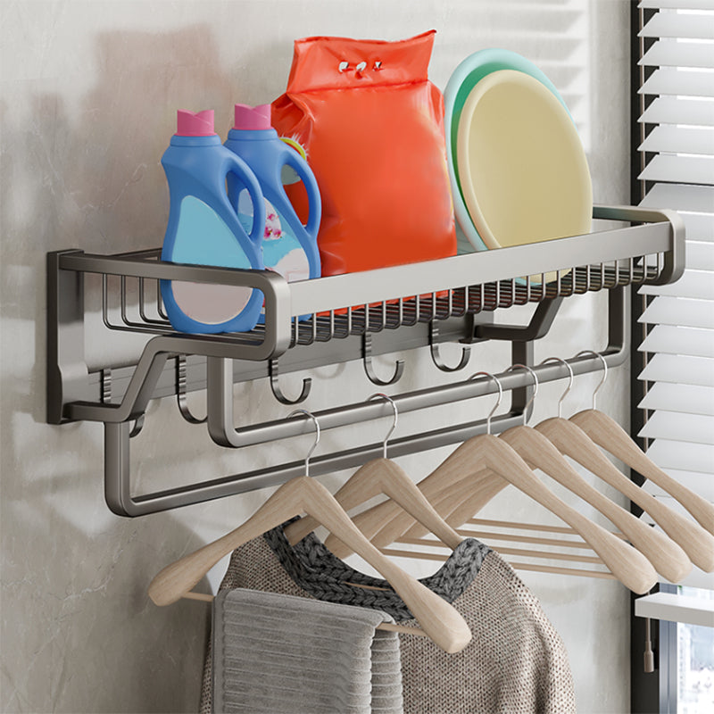 Skorter | Contemporary bathroom accessory set made of matte stainless steel-aluminum with bathrobe hook/towel rail