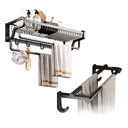 Skorter | Contemporary bathroom accessory set made of matte stainless steel-aluminum with bathrobe hook/towel bar