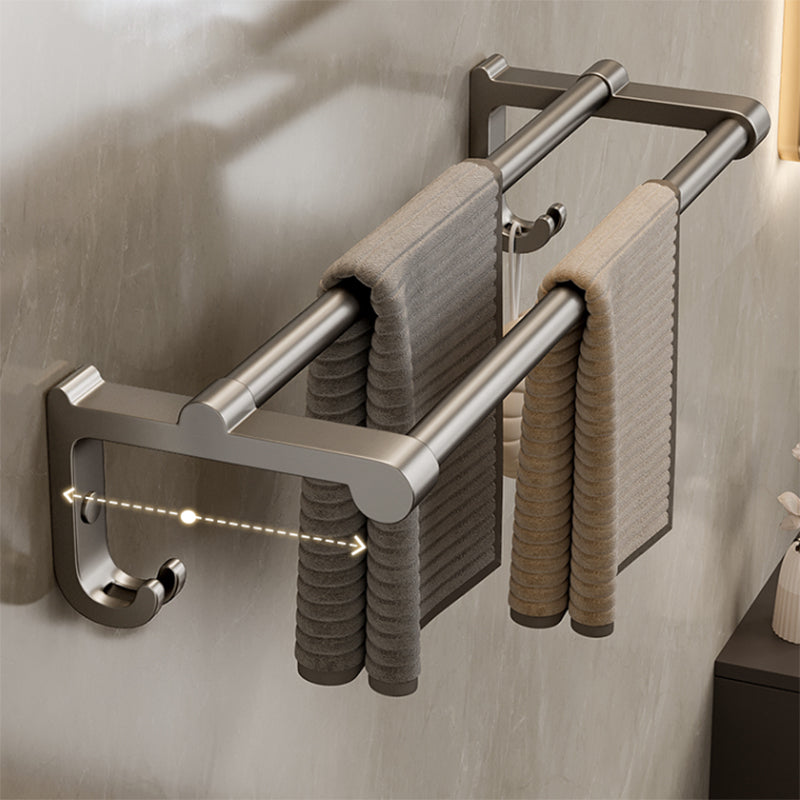 Skorter | Contemporary bathroom accessory set made of matte stainless steel-aluminum with bathrobe hook/towel bar