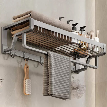 Skorter | Contemporary bathroom accessory set made of matte stainless steel-aluminum with bathrobe hook/towel rail