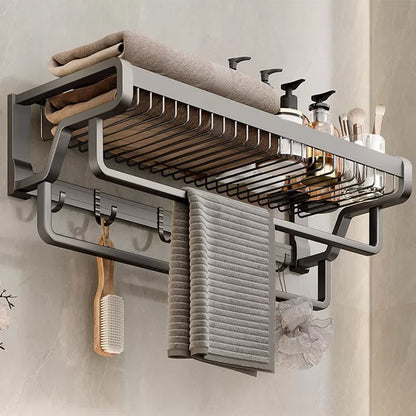 Skorter | Contemporary bathroom accessory set made of matte stainless steel-aluminum with bathrobe hook/towel bar