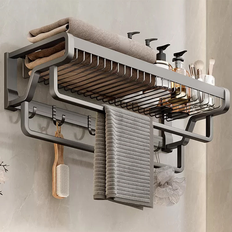 Skorter | Contemporary bathroom accessory set made of matte stainless steel-aluminum with bathrobe hook/towel rail