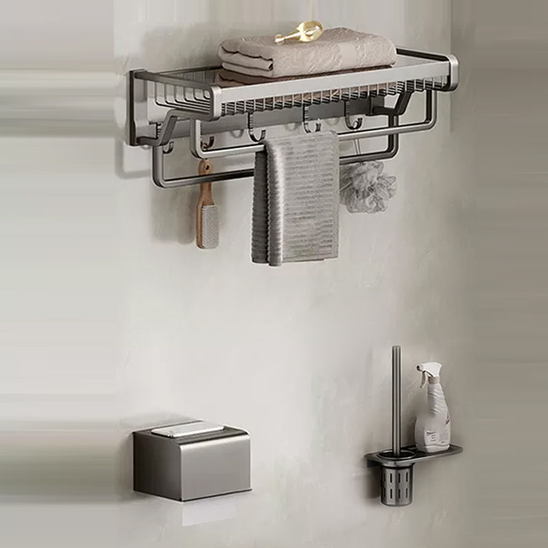 Skorter | Contemporary bathroom accessory set made of matte stainless steel-aluminum with bathrobe hook/towel bar